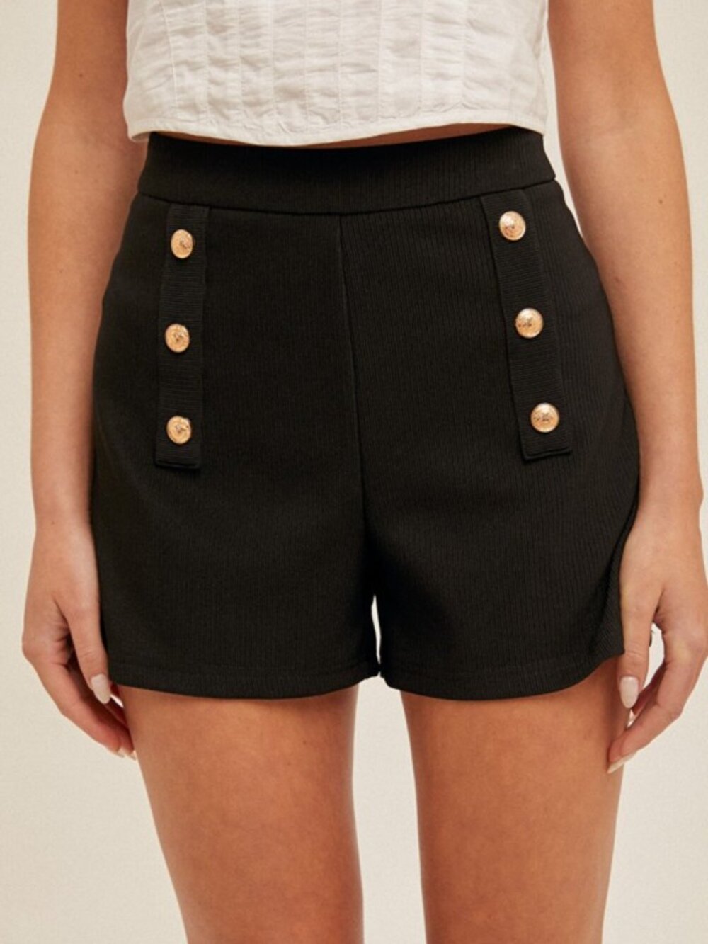 NWT Hem & Thread Navy Ottoman Shorts Gold Crest Buttons Side Zip (S/M/L) - Picture 5 of 5